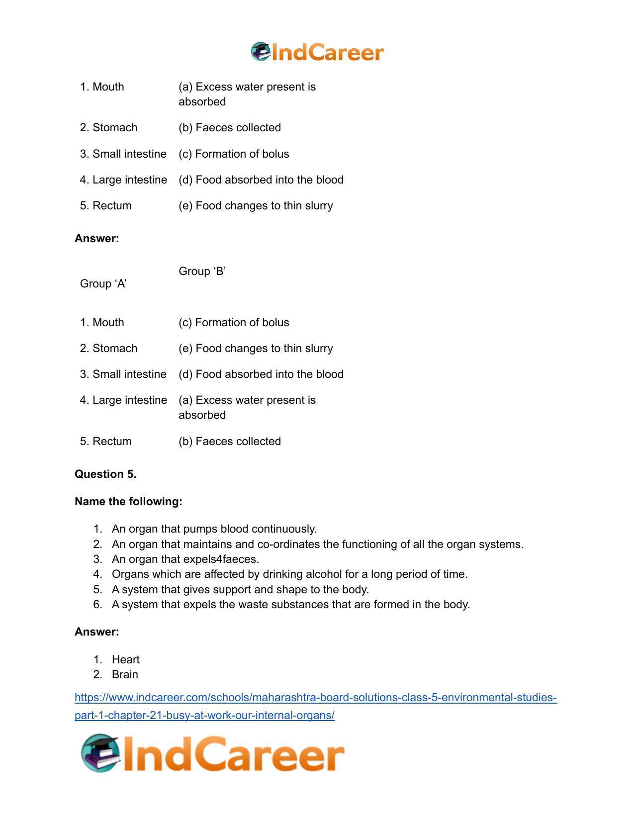 Maharashtra Board Solutions Class 5-Environmental Studies (Part 1): Chapter 21- Busy at Work - Our Internal Organs - Page 14