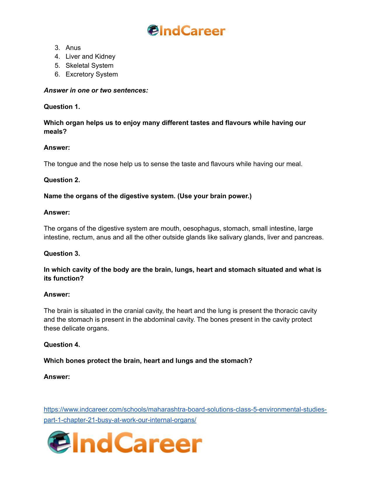 Maharashtra Board Solutions Class 5-Environmental Studies (Part 1): Chapter 21- Busy at Work - Our Internal Organs - Page 15