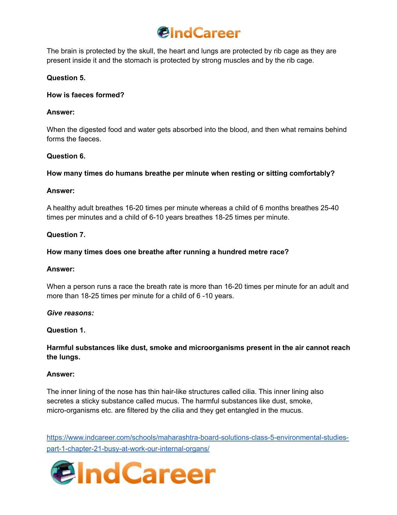 Maharashtra Board Solutions Class 5-Environmental Studies (Part 1): Chapter 21- Busy at Work - Our Internal Organs - Page 16