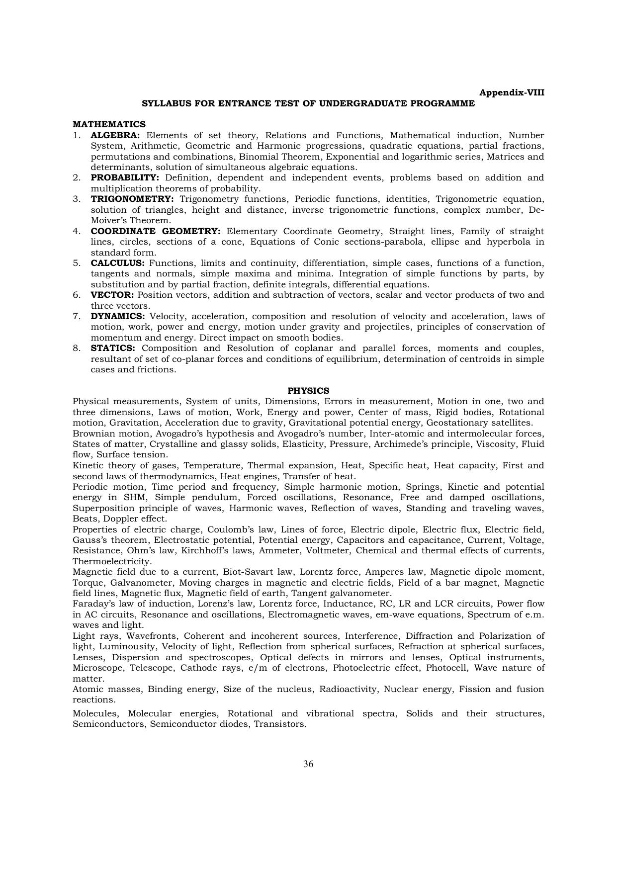 UUHF Entrance Exam Syllabus - Page 2
