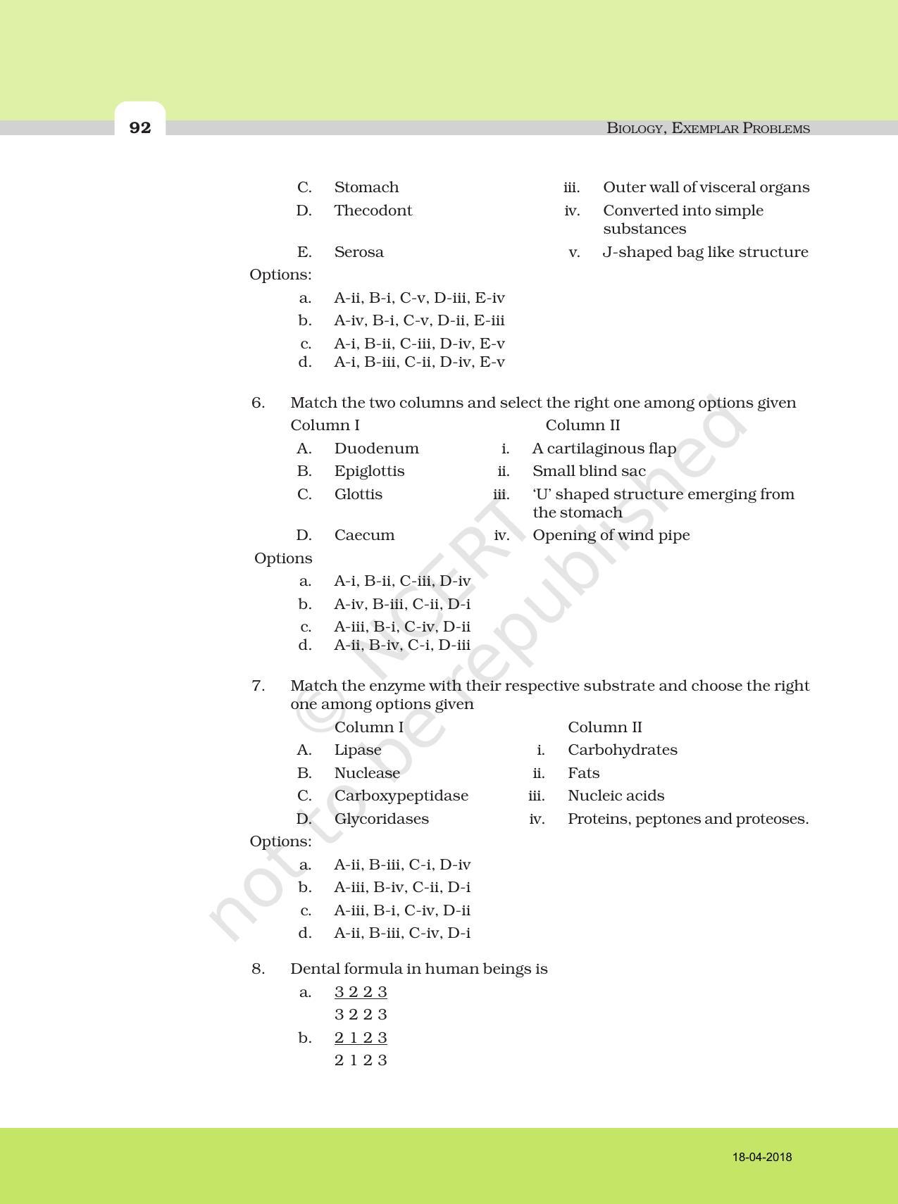 NCERT Exemplar Book for Class 11 Biology: Chapter 16 Digestion and Absorption - Page 2