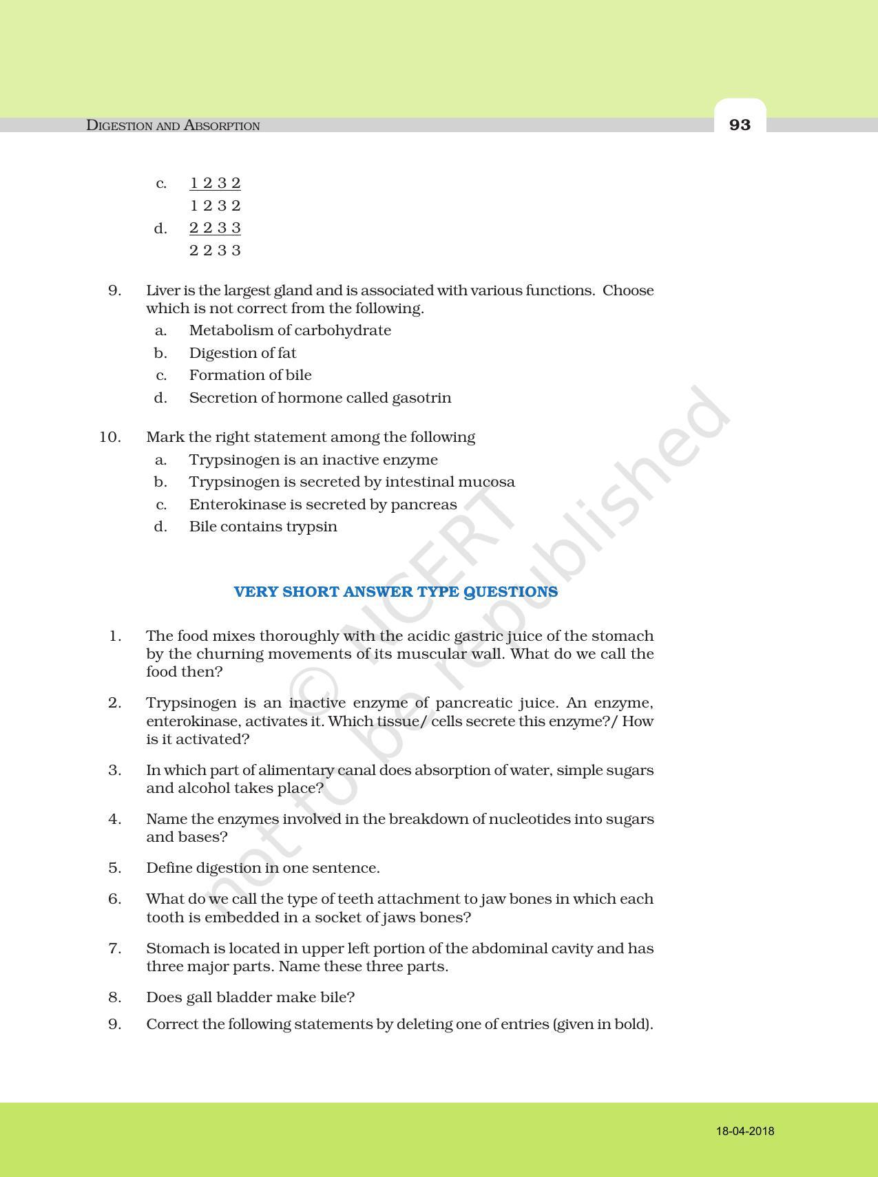NCERT Exemplar Book for Class 11 Biology: Chapter 16 Digestion and Absorption - Page 3