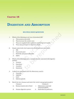 NCERT Exemplar Book for Class 11 Biology: Chapter 16 Digestion and Absorption