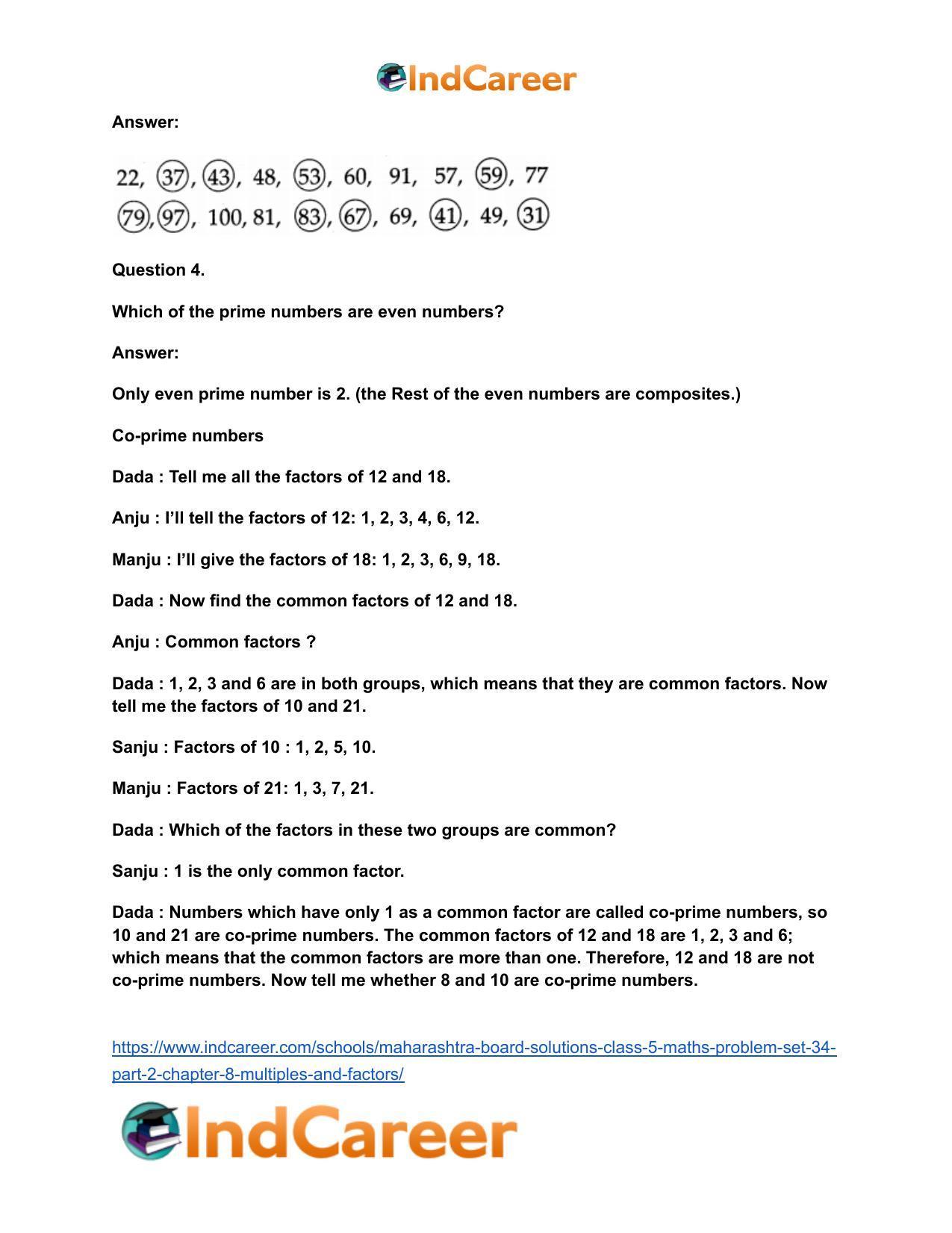 Maharashtra Board Solutions Class 5-Maths (Problem Set 34) - Part 2: Chapter 8- Multiples and Factors - Page 3
