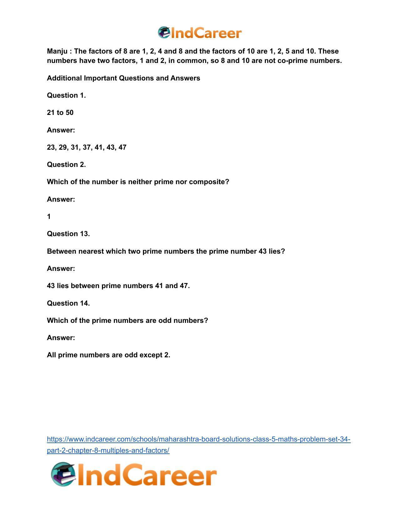 Maharashtra Board Solutions Class 5-Maths (Problem Set 34) - Part 2: Chapter 8- Multiples and Factors - Page 4