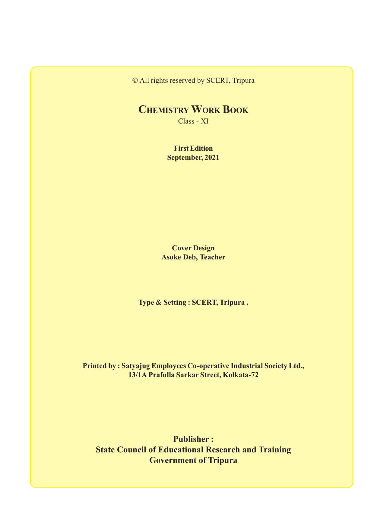 Tripura Board Class 11 Chemistry English Version Workbooks - Page 2