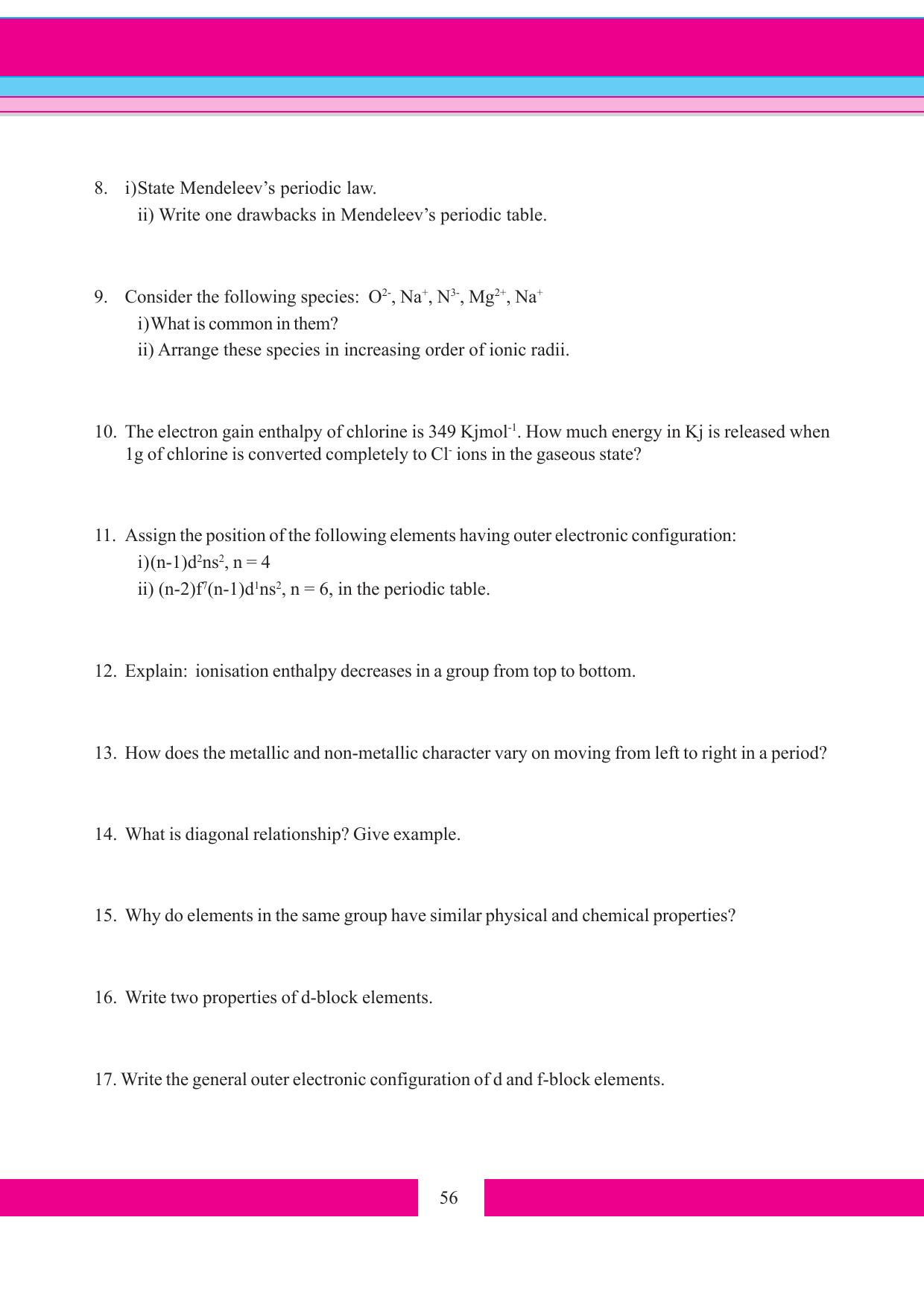 Tripura Board Class 11 Chemistry English Version Workbooks - Page 62