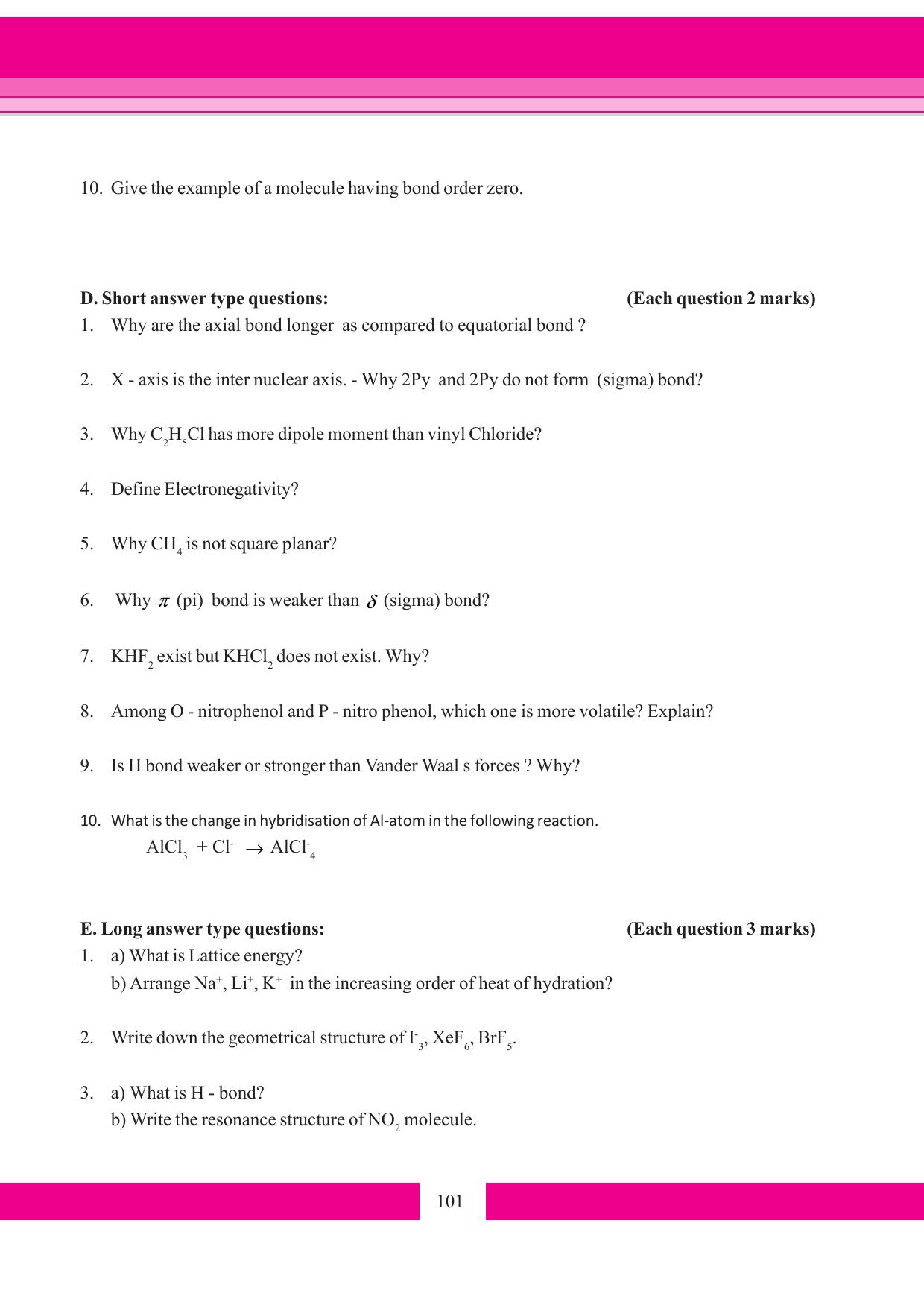 Tripura Board Class 11 Chemistry English Version Workbooks - Page 107