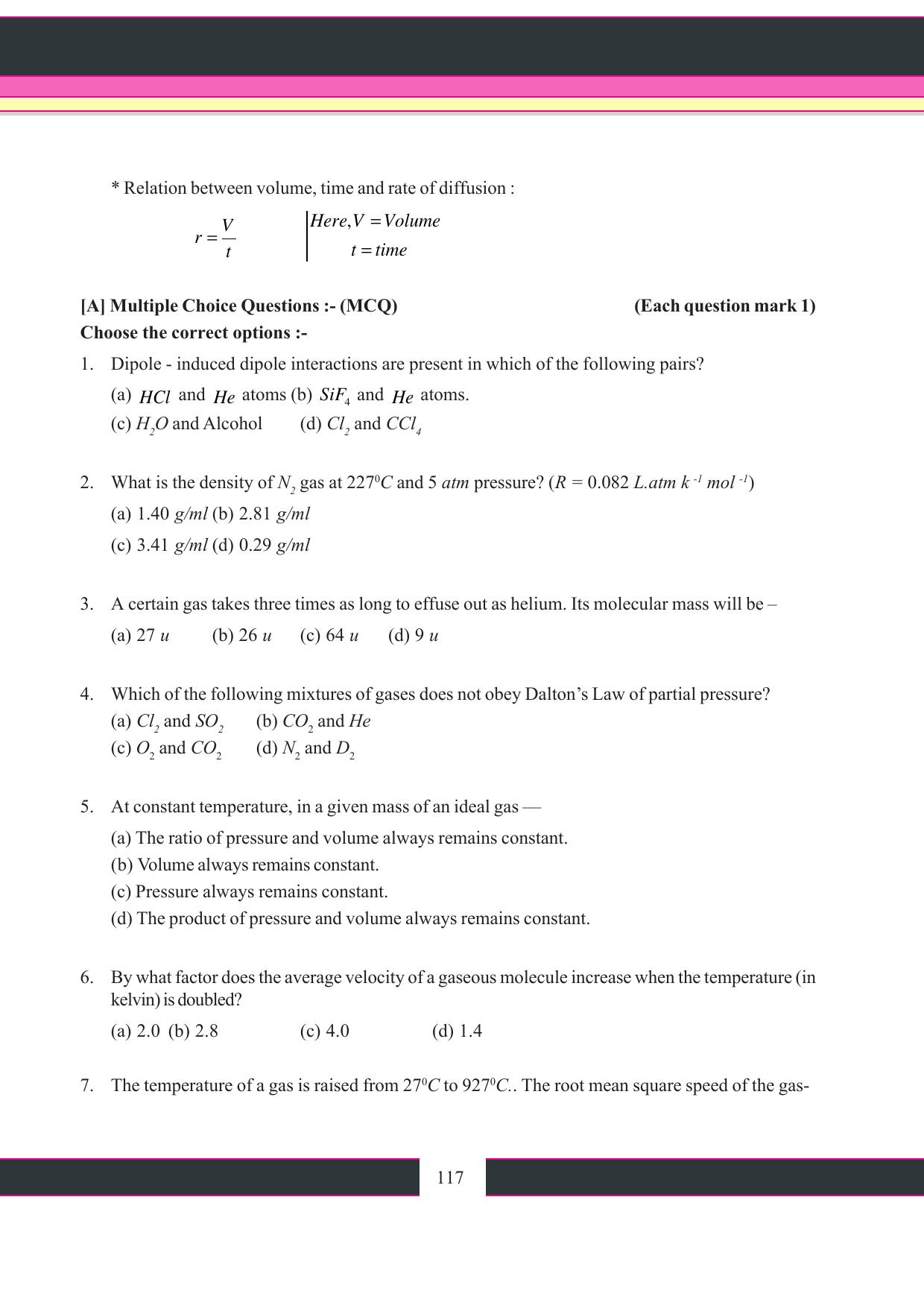 Tripura Board Class 11 Chemistry English Version Workbooks - Page 123