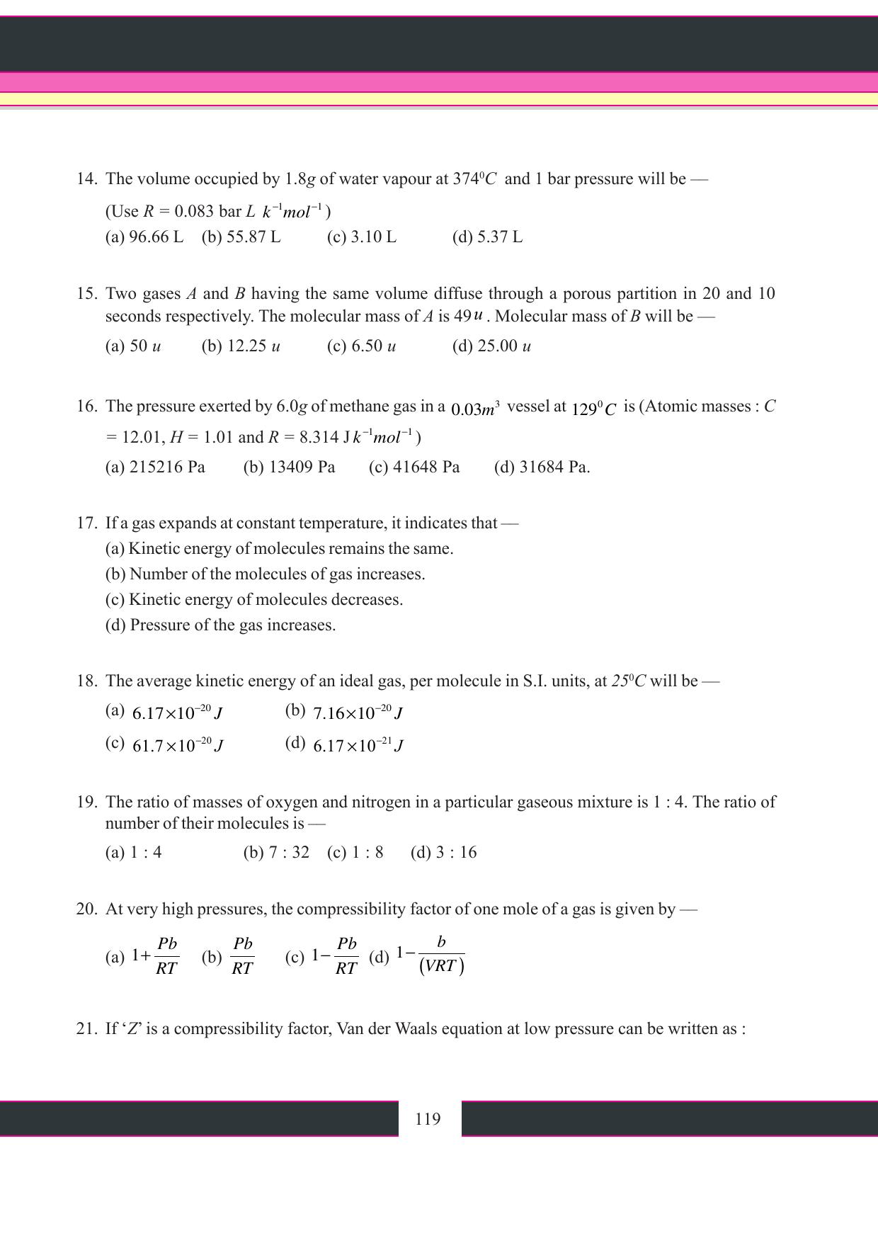 Tripura Board Class 11 Chemistry English Version Workbooks - Page 125