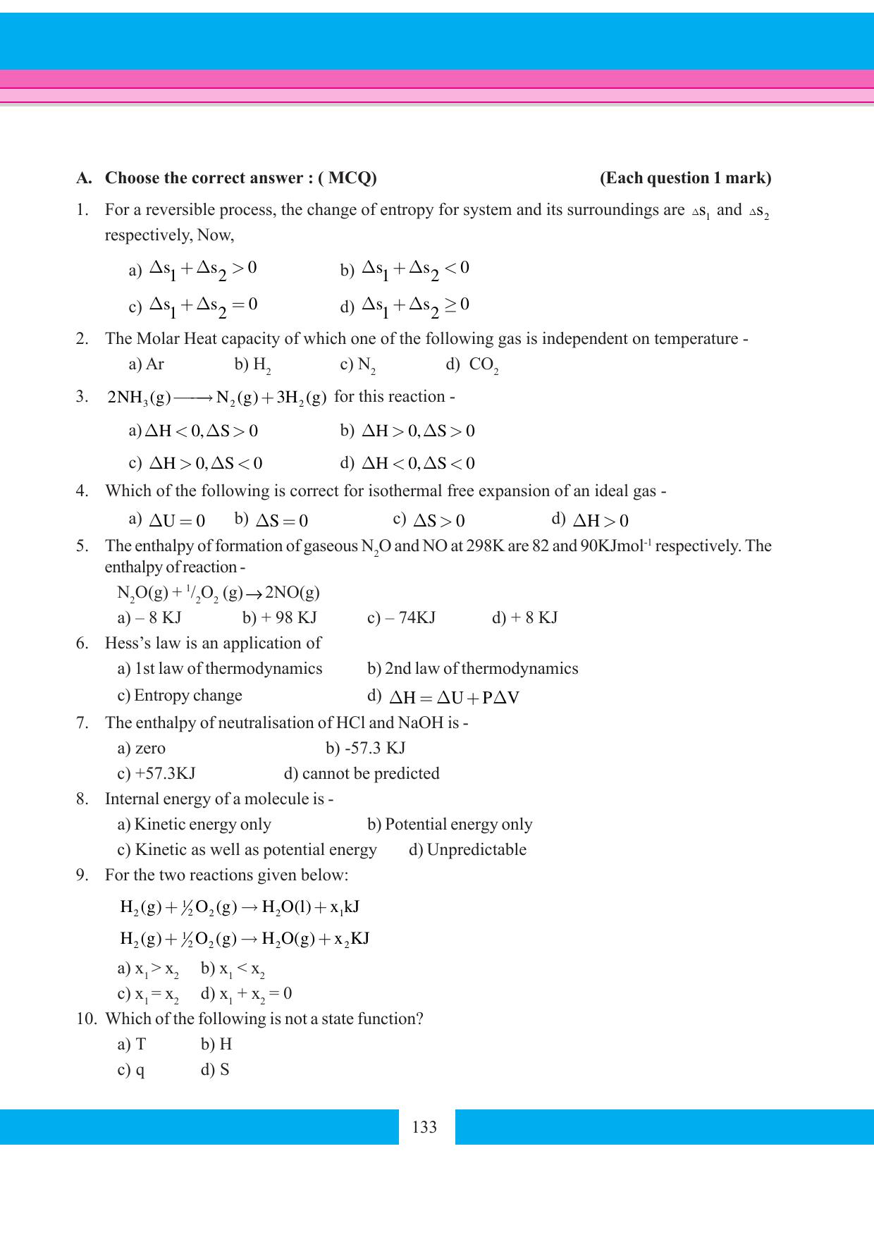 Tripura Board Class 11 Chemistry English Version Workbooks - Page 139