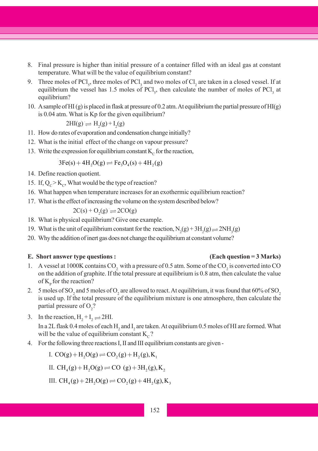 Tripura Board Class 11 Chemistry English Version Workbooks - Page 158