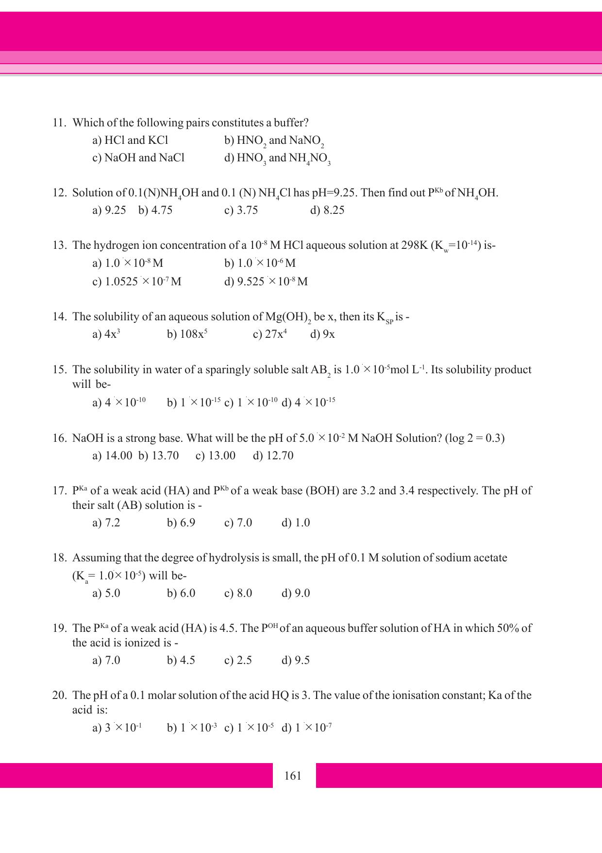 Tripura Board Class 11 Chemistry English Version Workbooks - Page 167