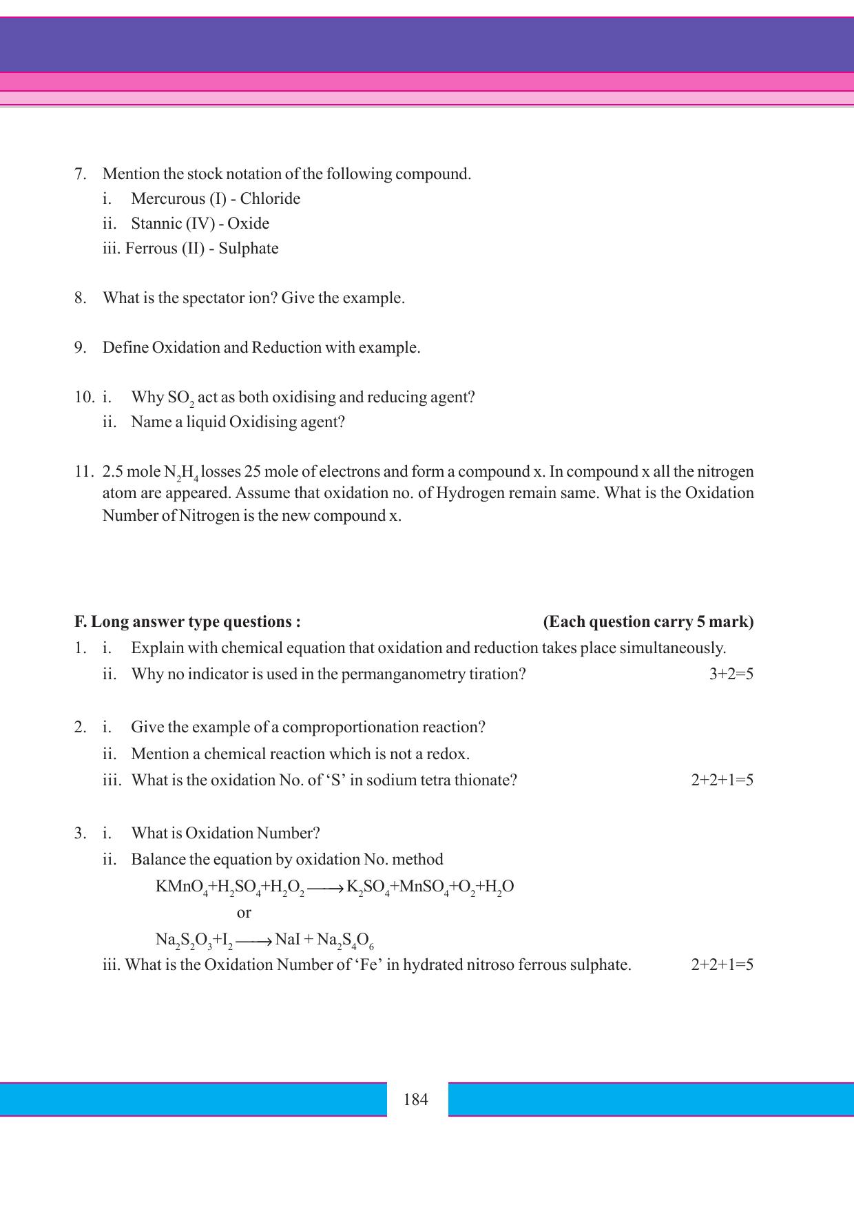 Tripura Board Class 11 Chemistry English Version Workbooks - Page 190
