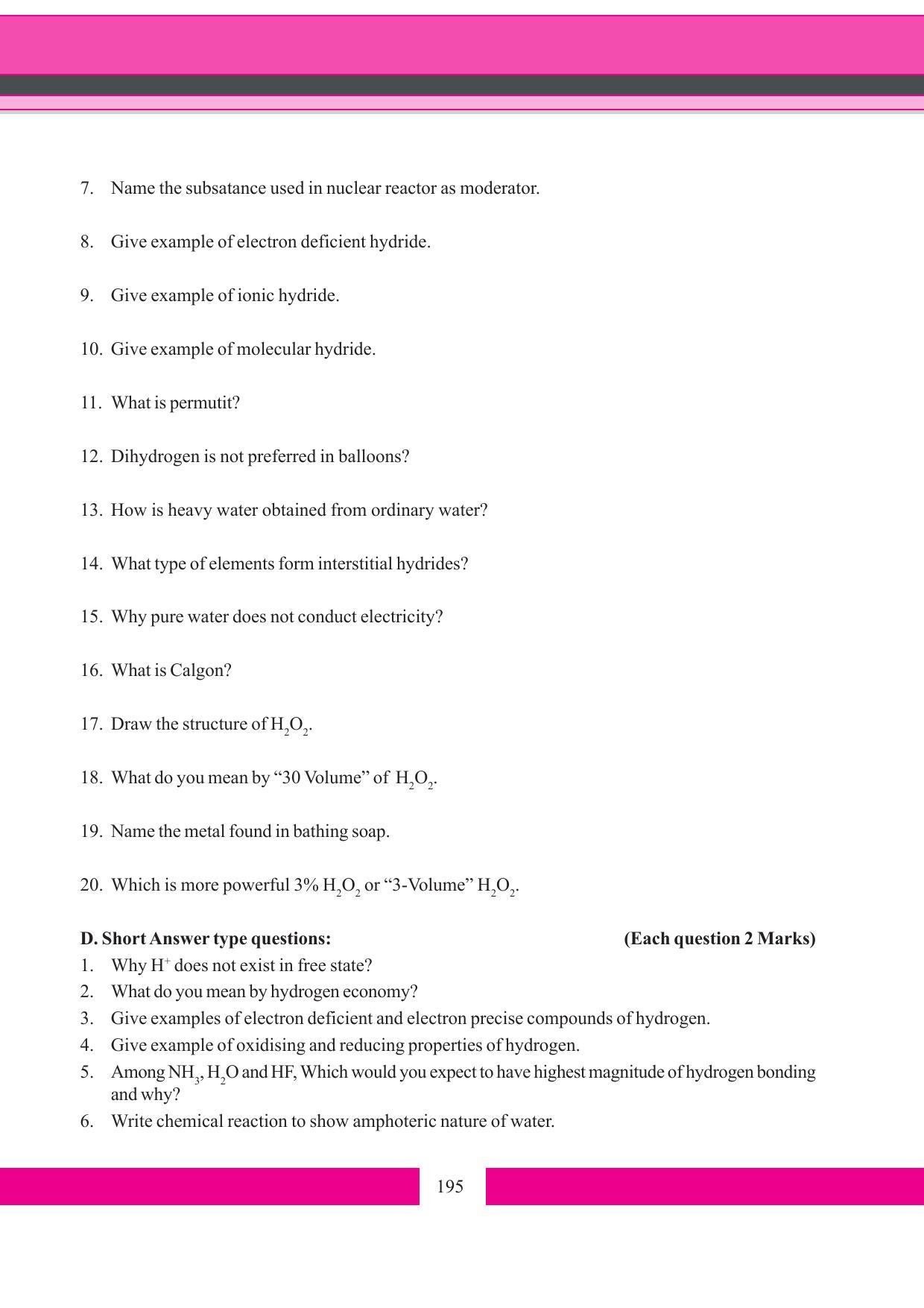 Tripura Board Class 11 Chemistry English Version Workbooks - Page 201