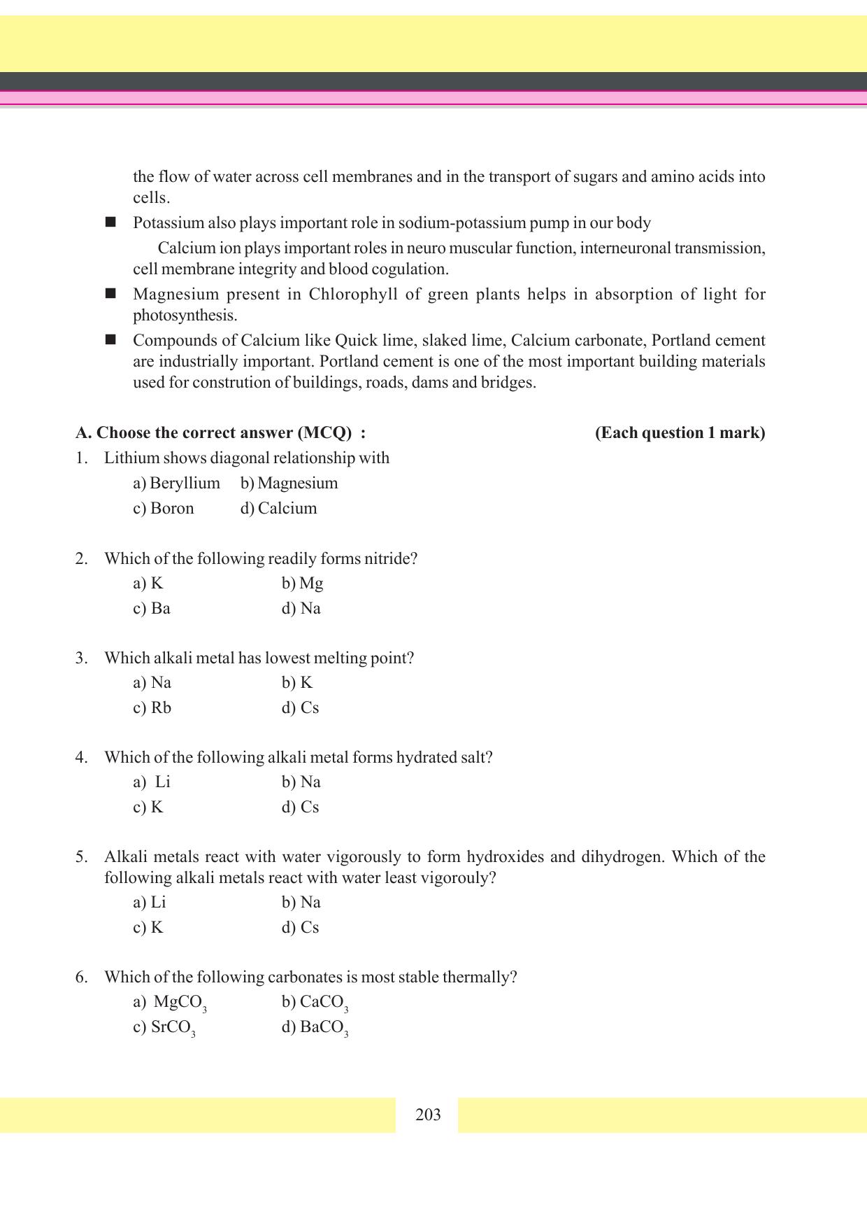 Tripura Board Class 11 Chemistry English Version Workbooks - Page 209