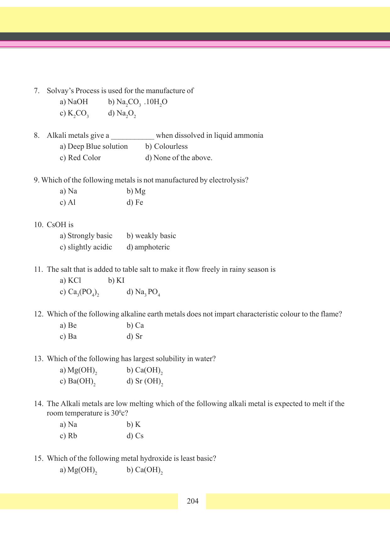 Tripura Board Class 11 Chemistry English Version Workbooks - Page 210