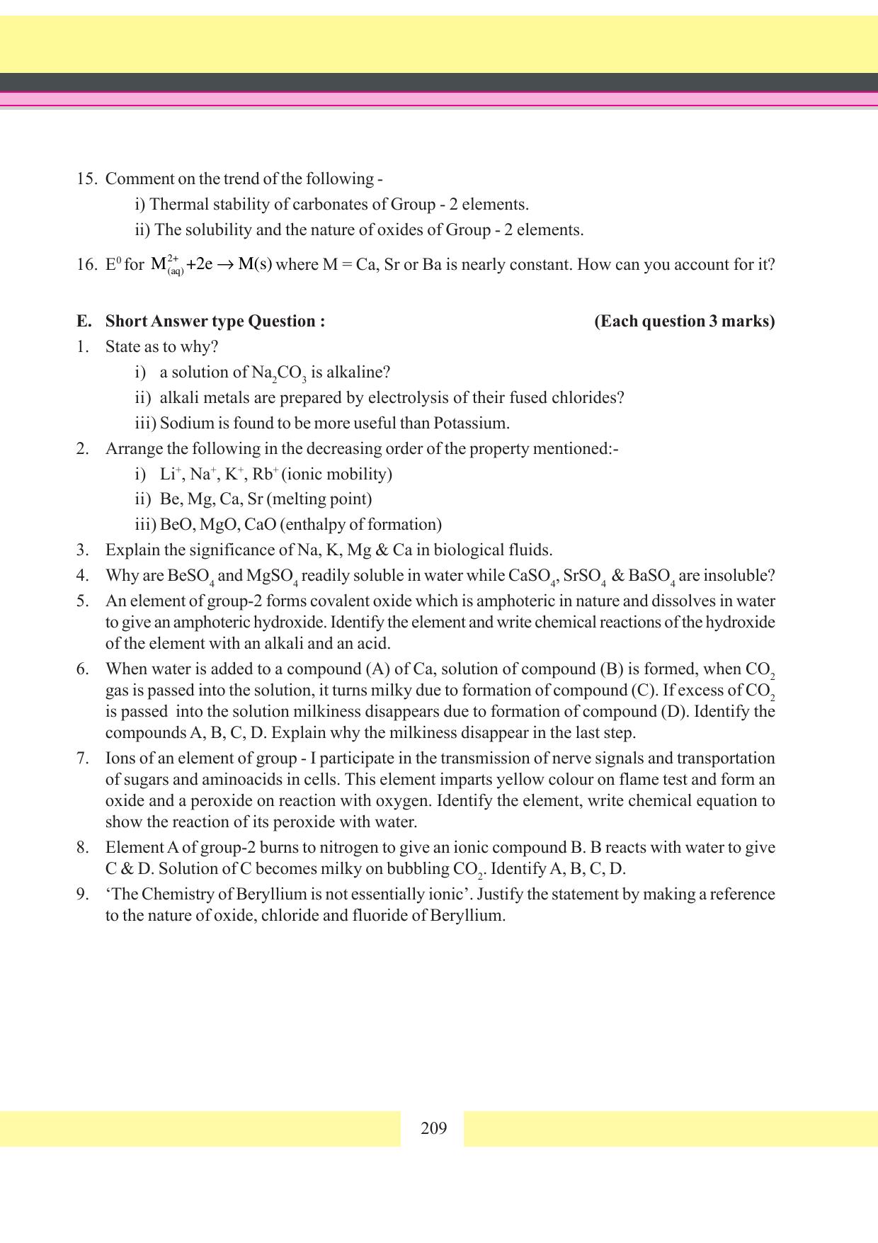 Tripura Board Class 11 Chemistry English Version Workbooks - Page 215