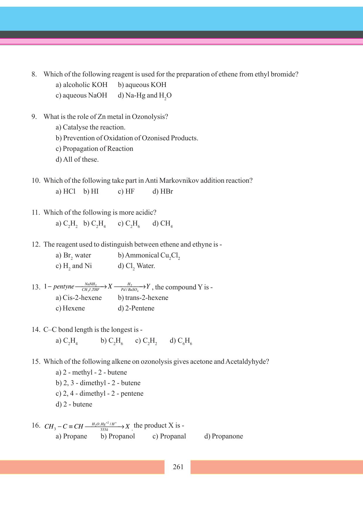 Tripura Board Class 11 Chemistry English Version Workbooks - Page 267