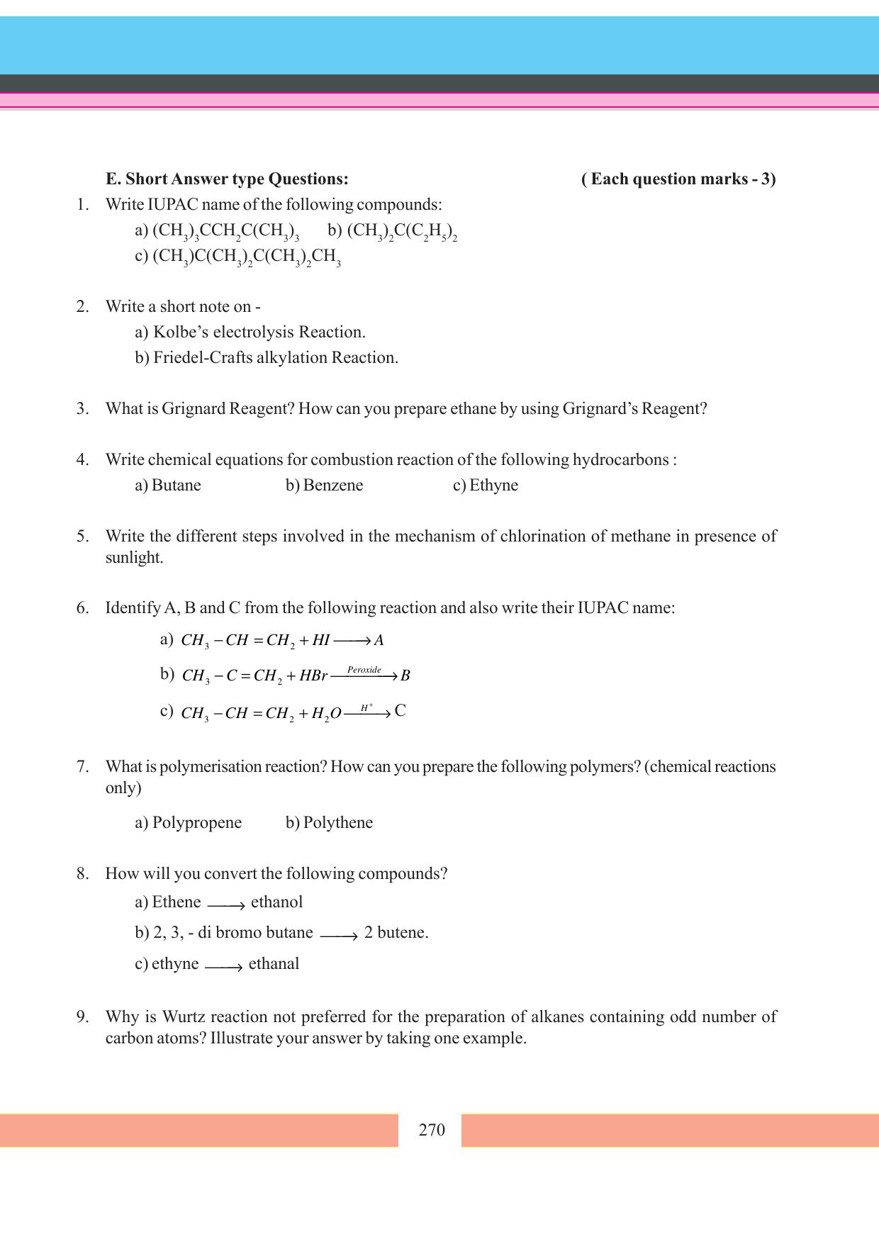 Tripura Board Class 11 Chemistry English Version Workbooks - Page 276