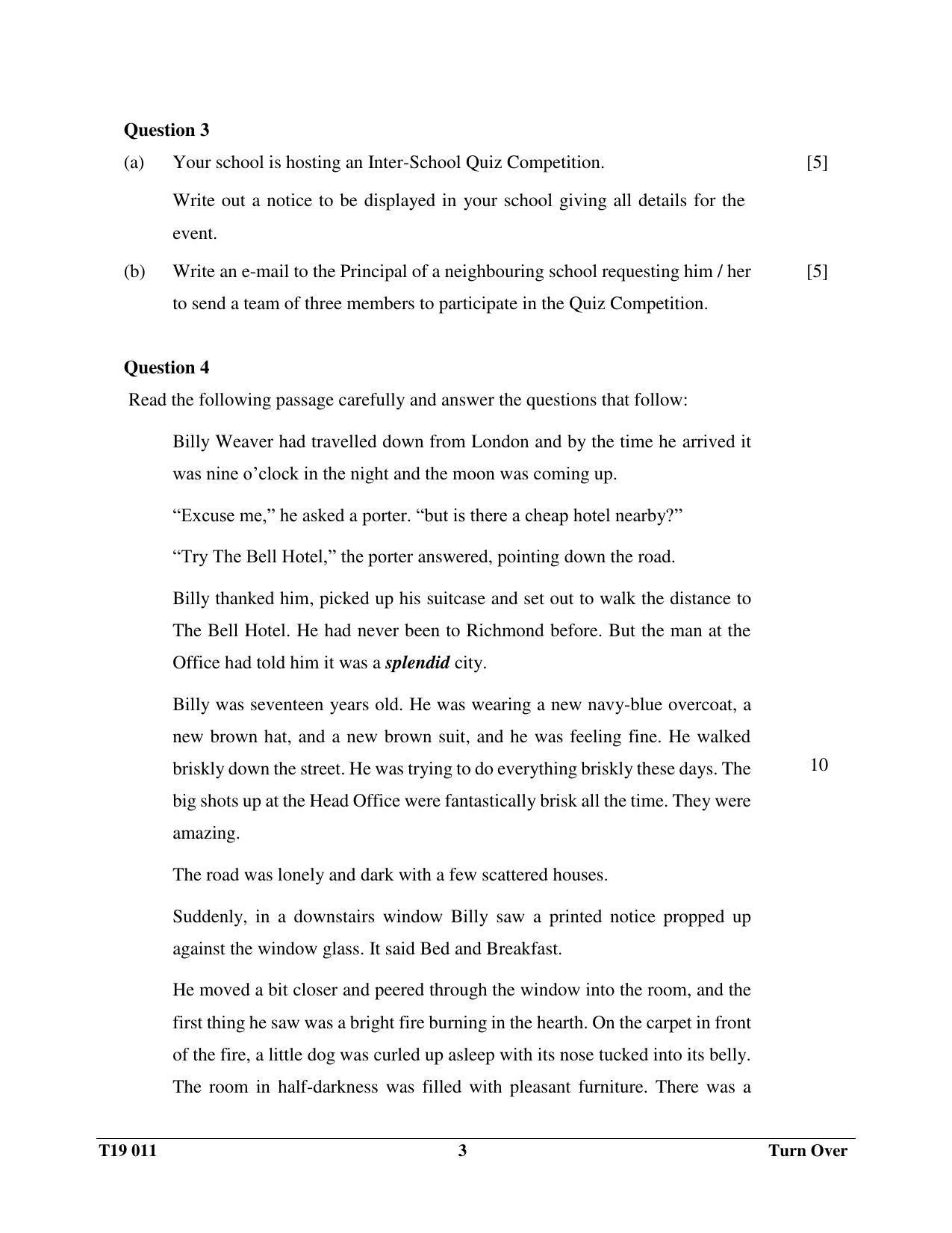 ICSE Class 10 English Paper I 2019 Question Paper - Page 3