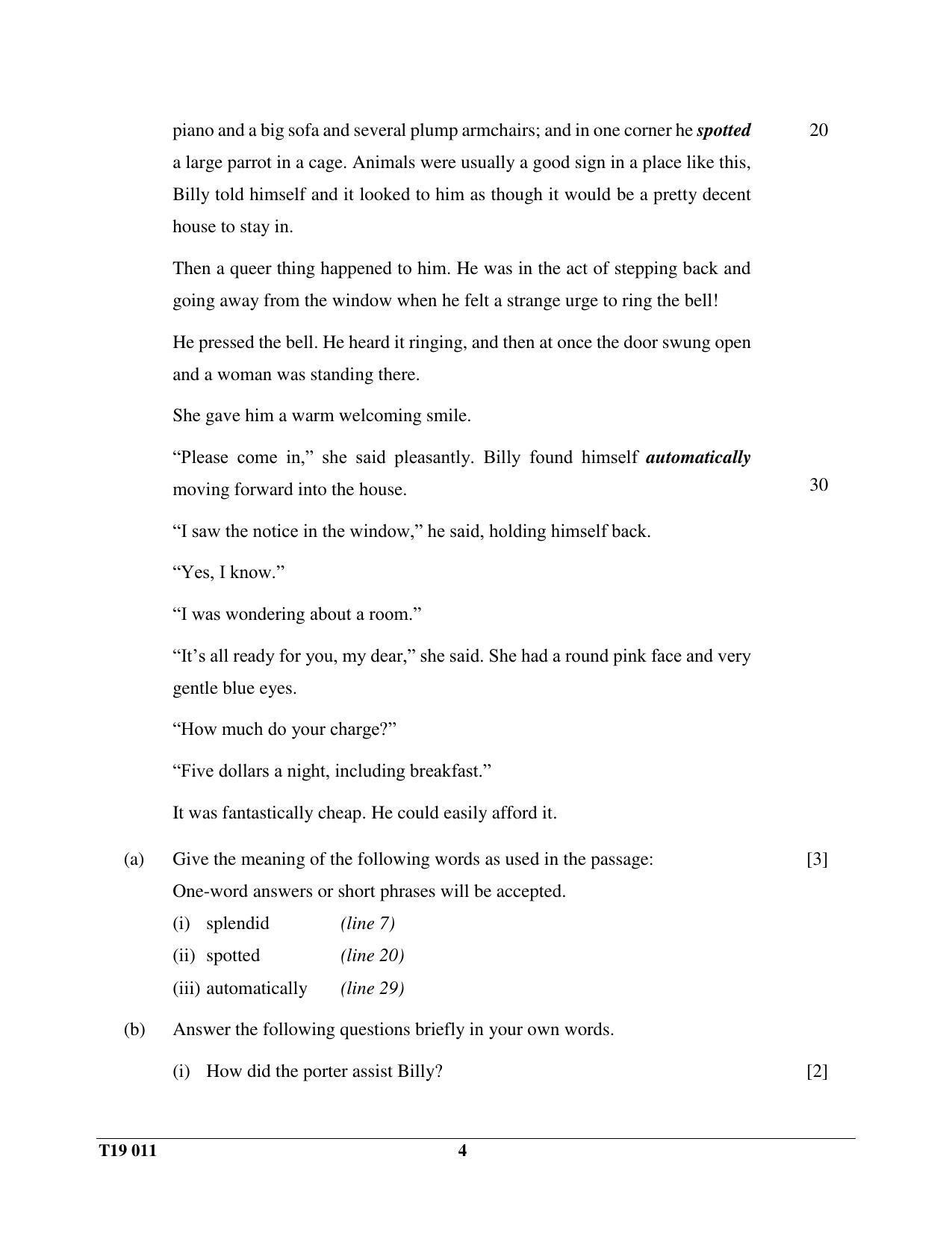 ICSE Class 10 English Paper I 2019 Question Paper - Page 4