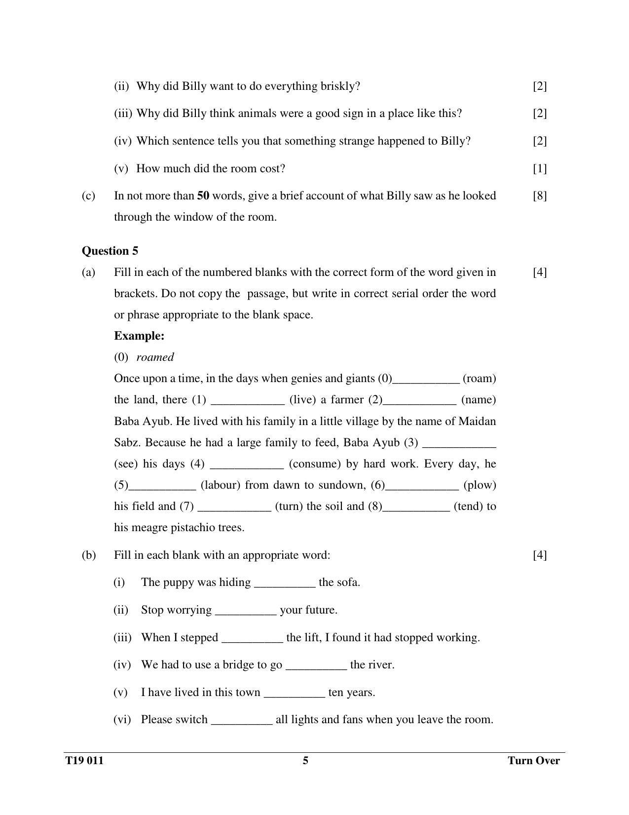 ICSE Class 10 English Paper I 2019 Question Paper - Page 5