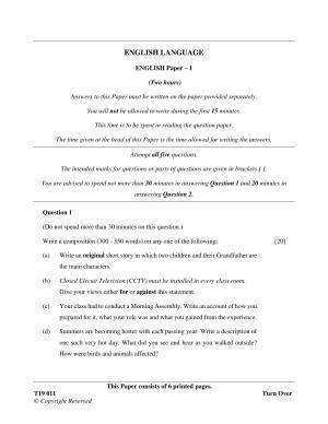 ICSE Class 10 English Paper I 2019 Question Paper