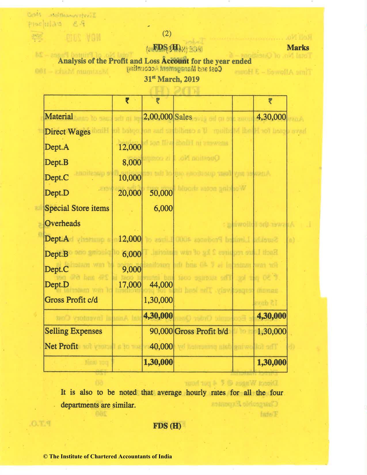 CA Inter Nov 2019 Question Paper - Paper 3 – Cost and Management Accounting - Page 2