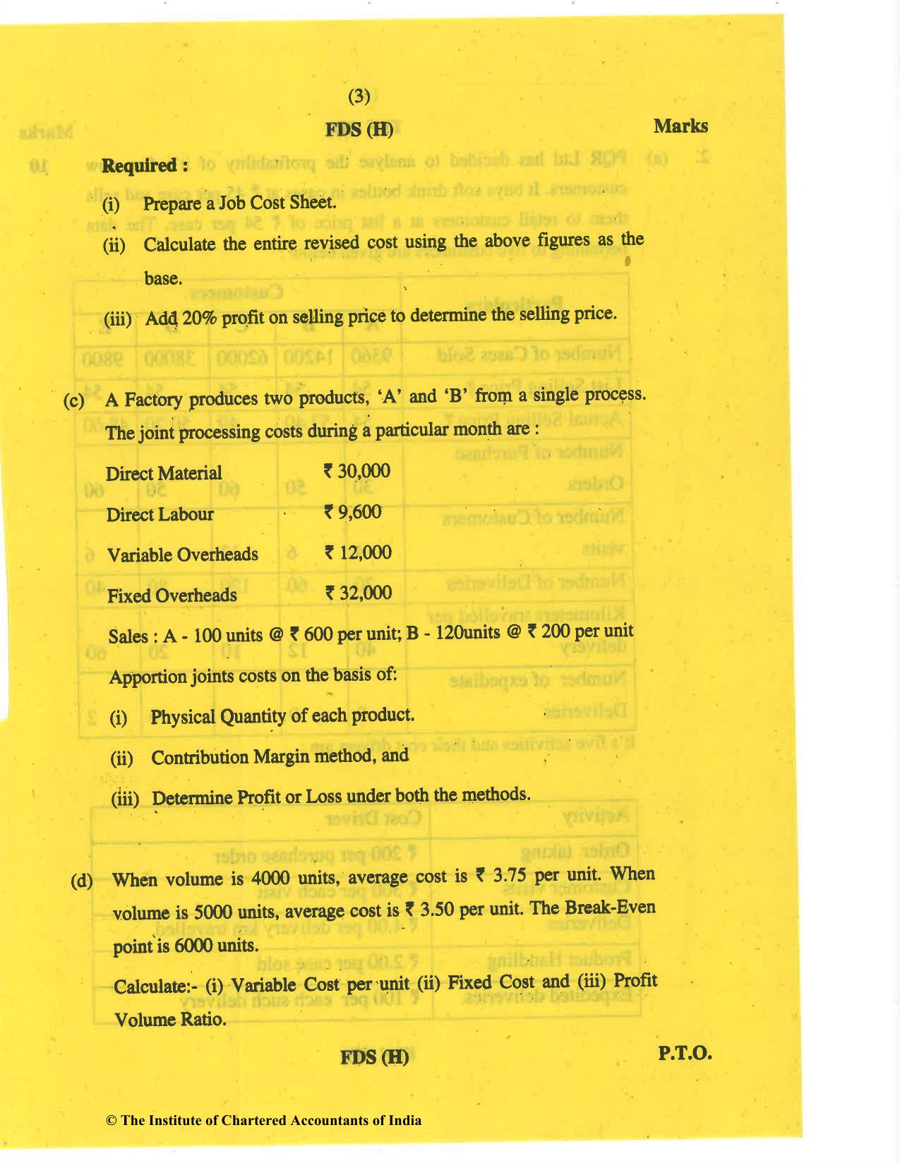 CA Inter Nov 2019 Question Paper - Paper 3 – Cost and Management Accounting - Page 3