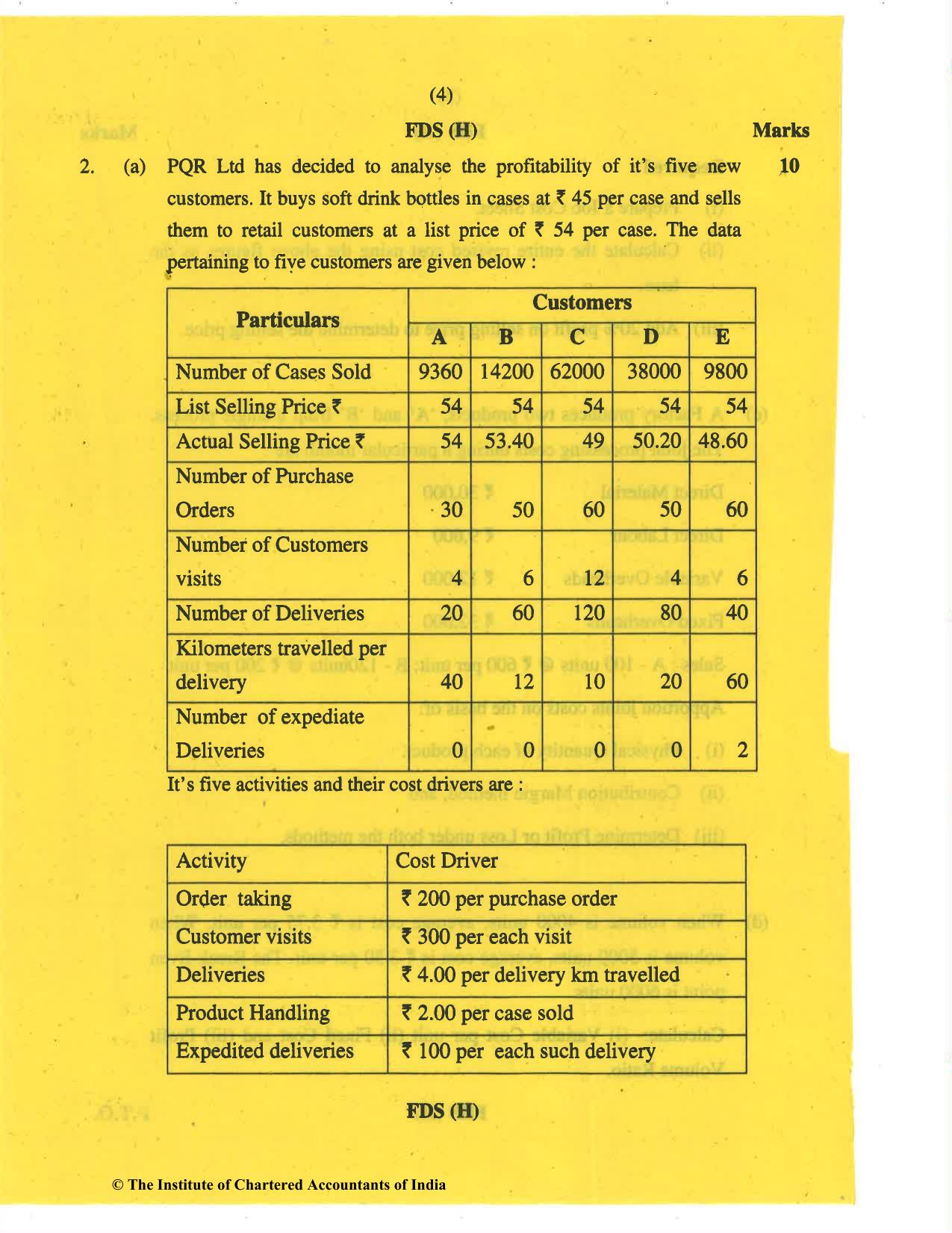 CA Inter Nov 2019 Question Paper - Paper 3 – Cost and Management Accounting - Page 4