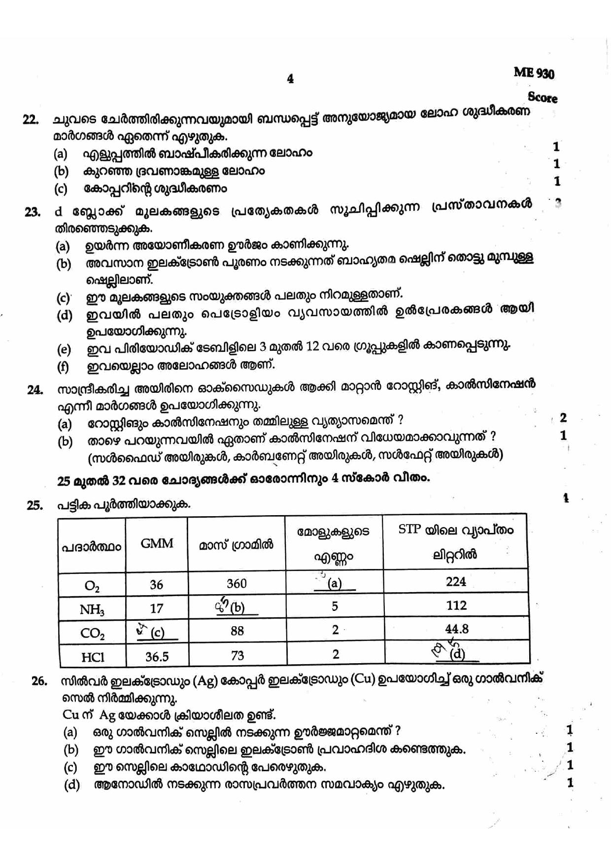 Kerala SSLC 2021 Chemistry Question Paper (MM) (Model) - Page 4