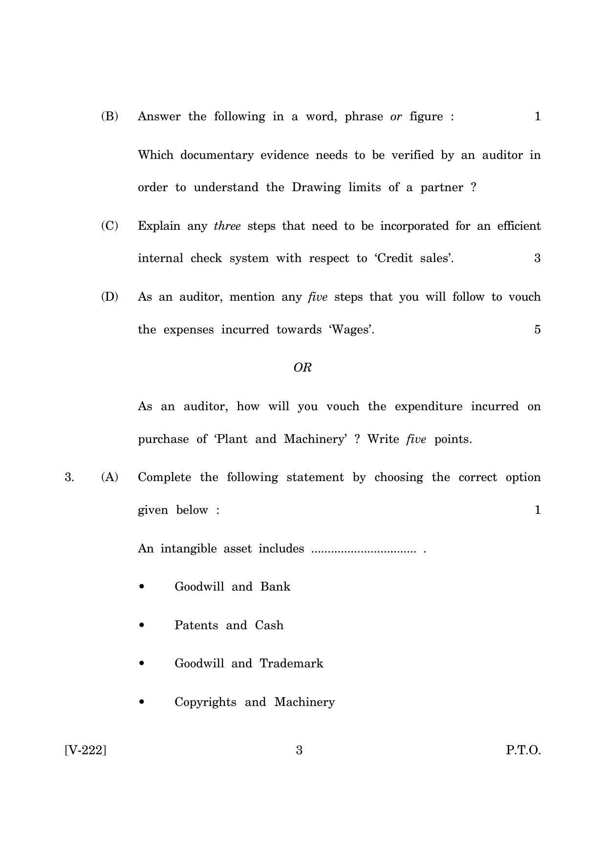 Goa Board Class 12 Principles & Practice of Auditing  2019 (March 2019) Question Paper - Page 3