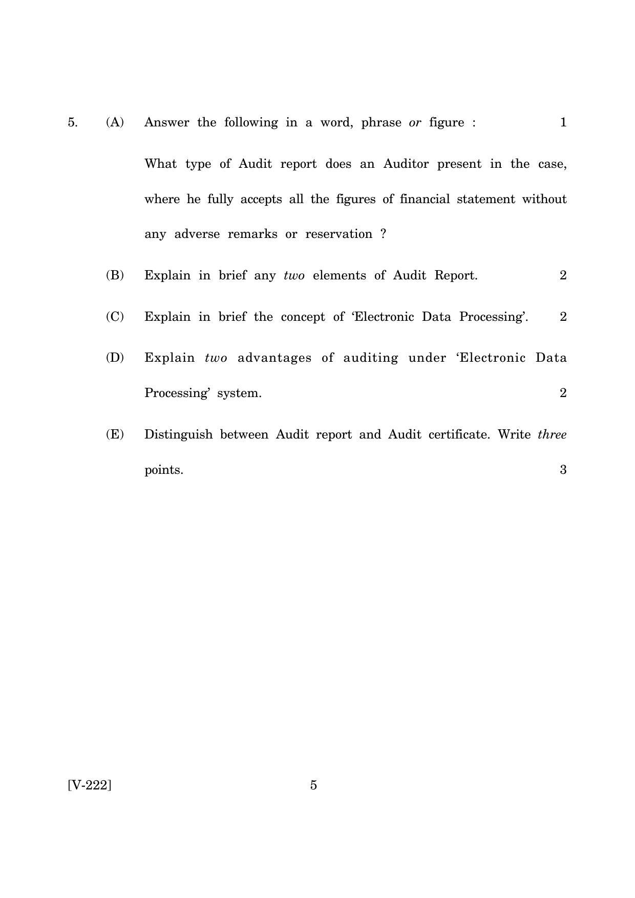 Goa Board Class 12 Principles & Practice of Auditing  2019 (March 2019) Question Paper - Page 5