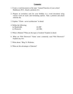 CBSE Worksheets for Class 10 Computer Science Assignment 1