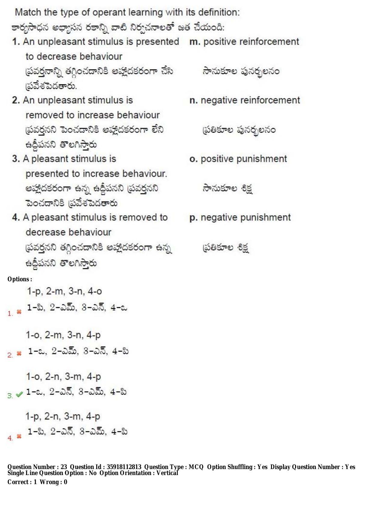 TS CPGET 2018 M.A. Psychology Question Paper with Answer Key - Page 15