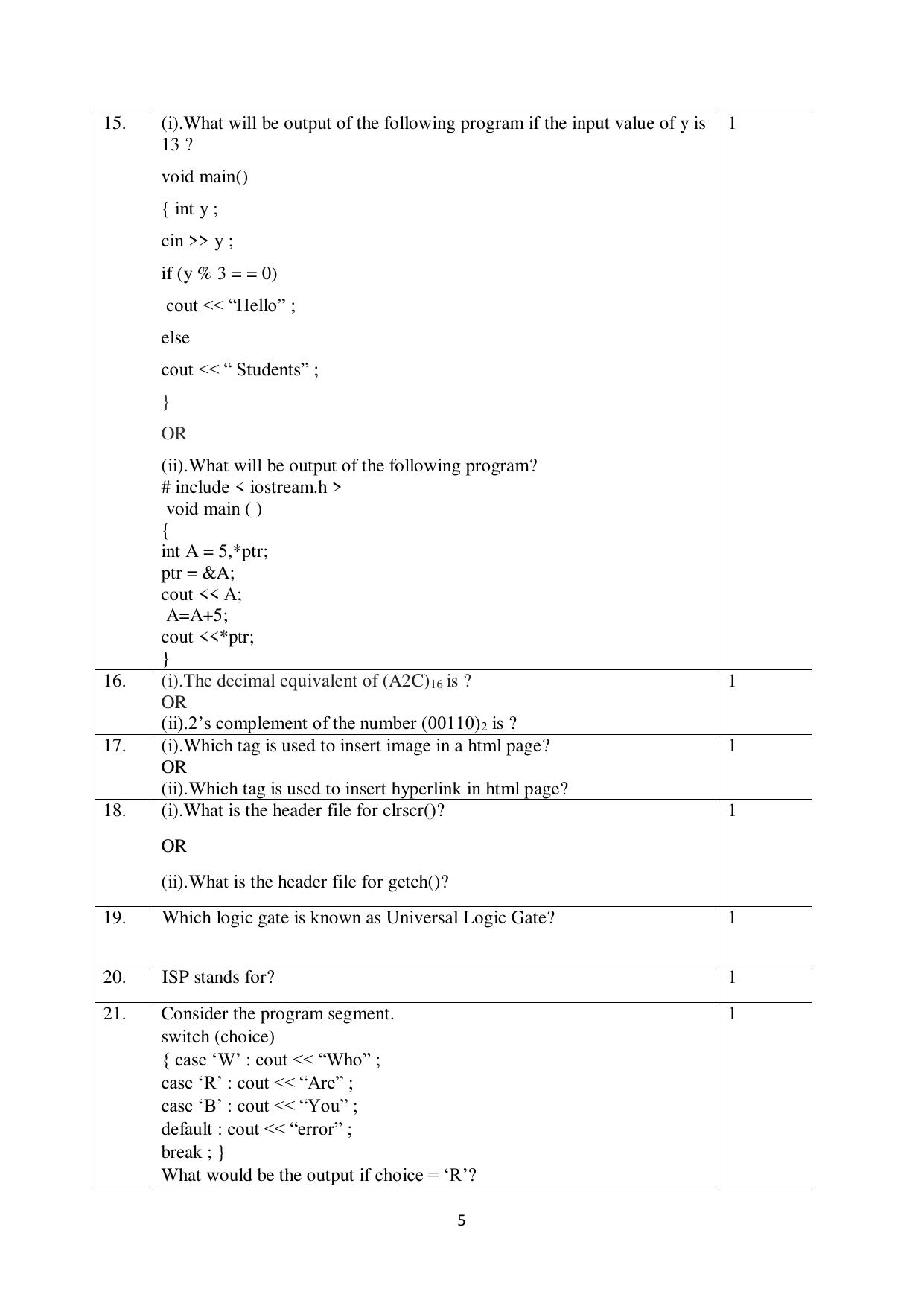 NIOS Class 12 Computer Science Sample Paper - Page 5