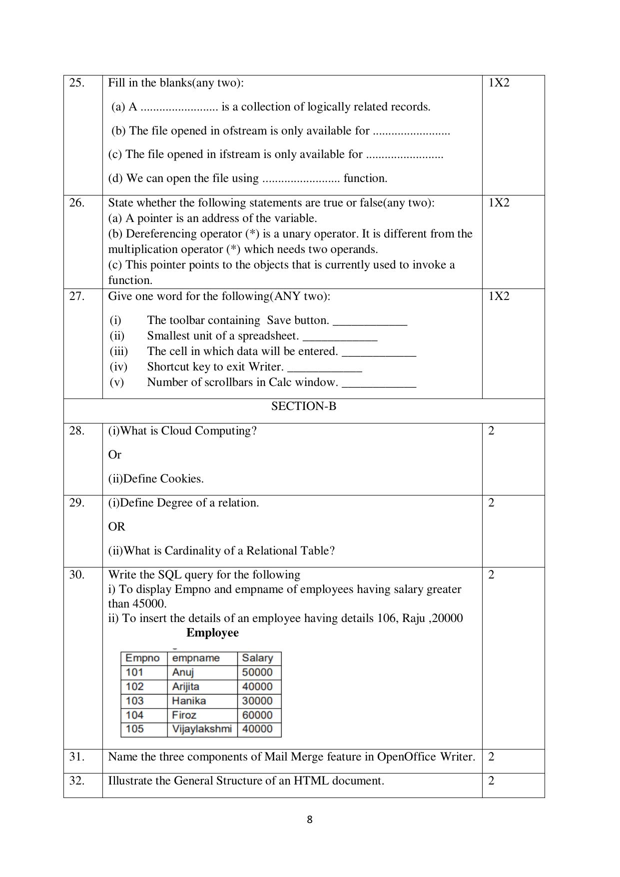 NIOS Class 12 Computer Science Sample Paper - Page 8