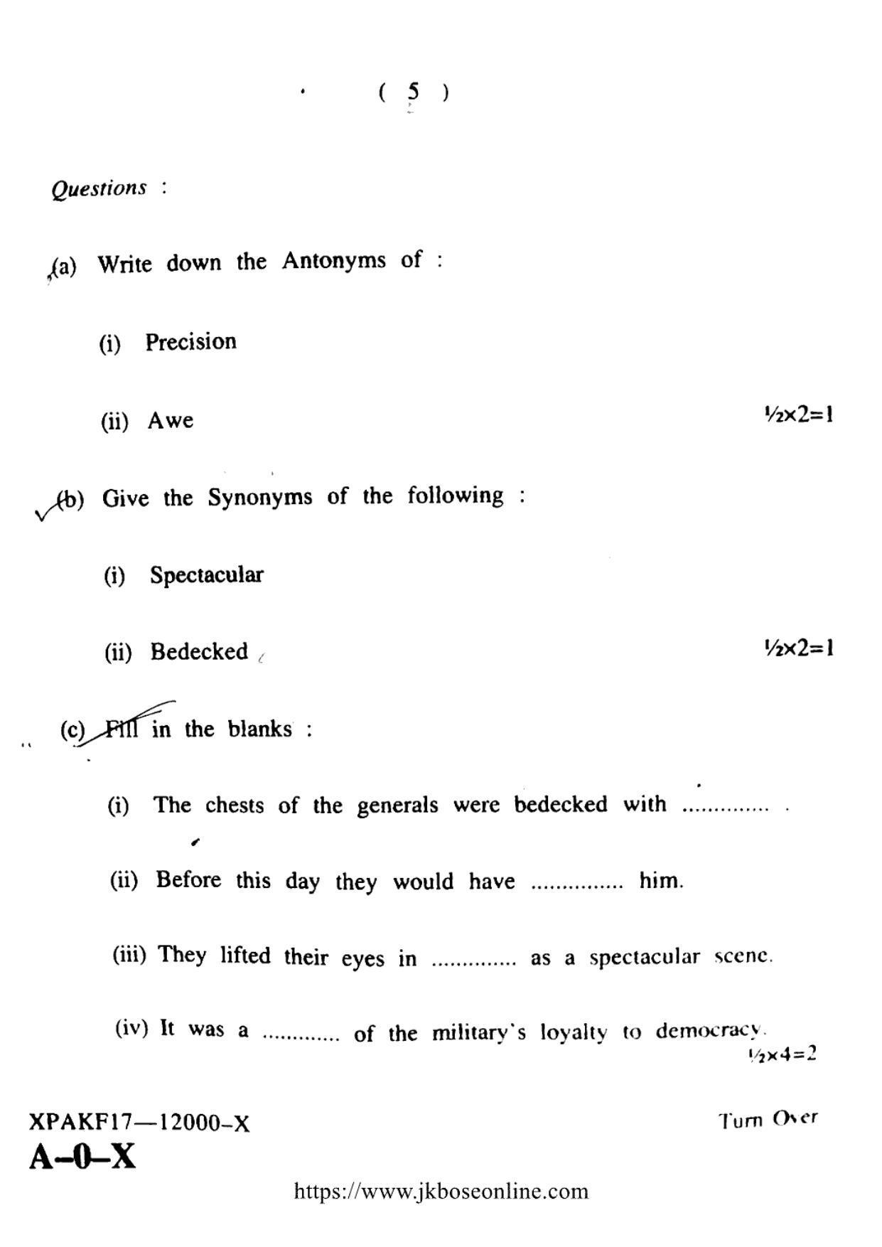 JKBOSE CLASS 10 English 12000-X 2017 - Page 5