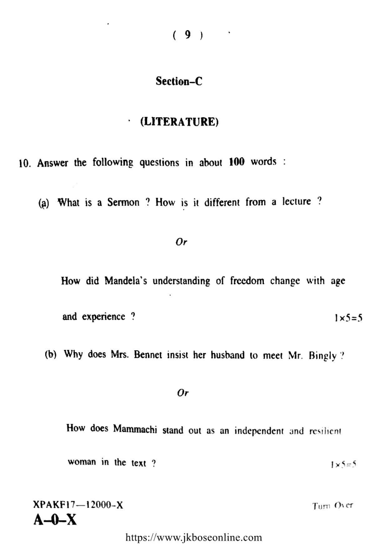 JKBOSE CLASS 10 English 12000-X 2017 - Page 9