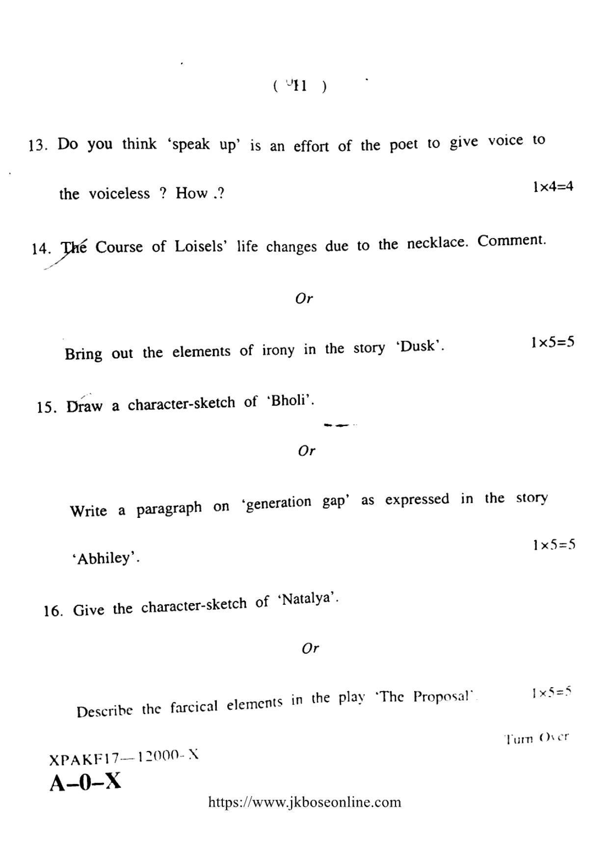 JKBOSE CLASS 10 English 12000-X 2017 - Page 11