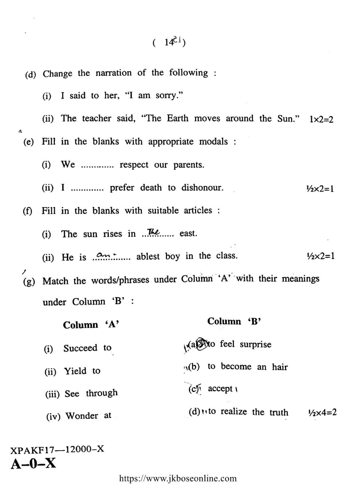 JKBOSE CLASS 10 English 12000-X 2017 - Page 14
