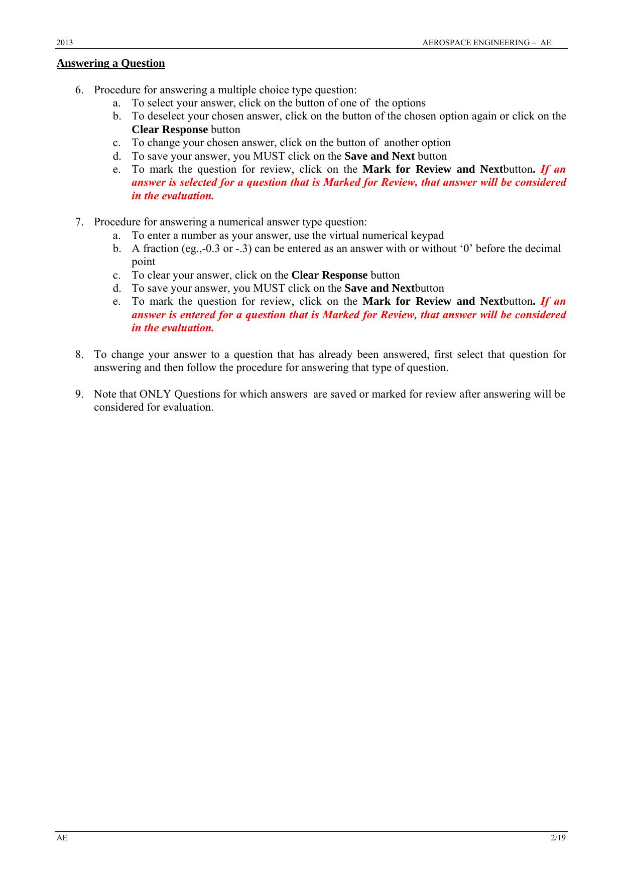 GATE 2013 Aerospace Engineering (AE) Question Paper with Answer Key - Page 2