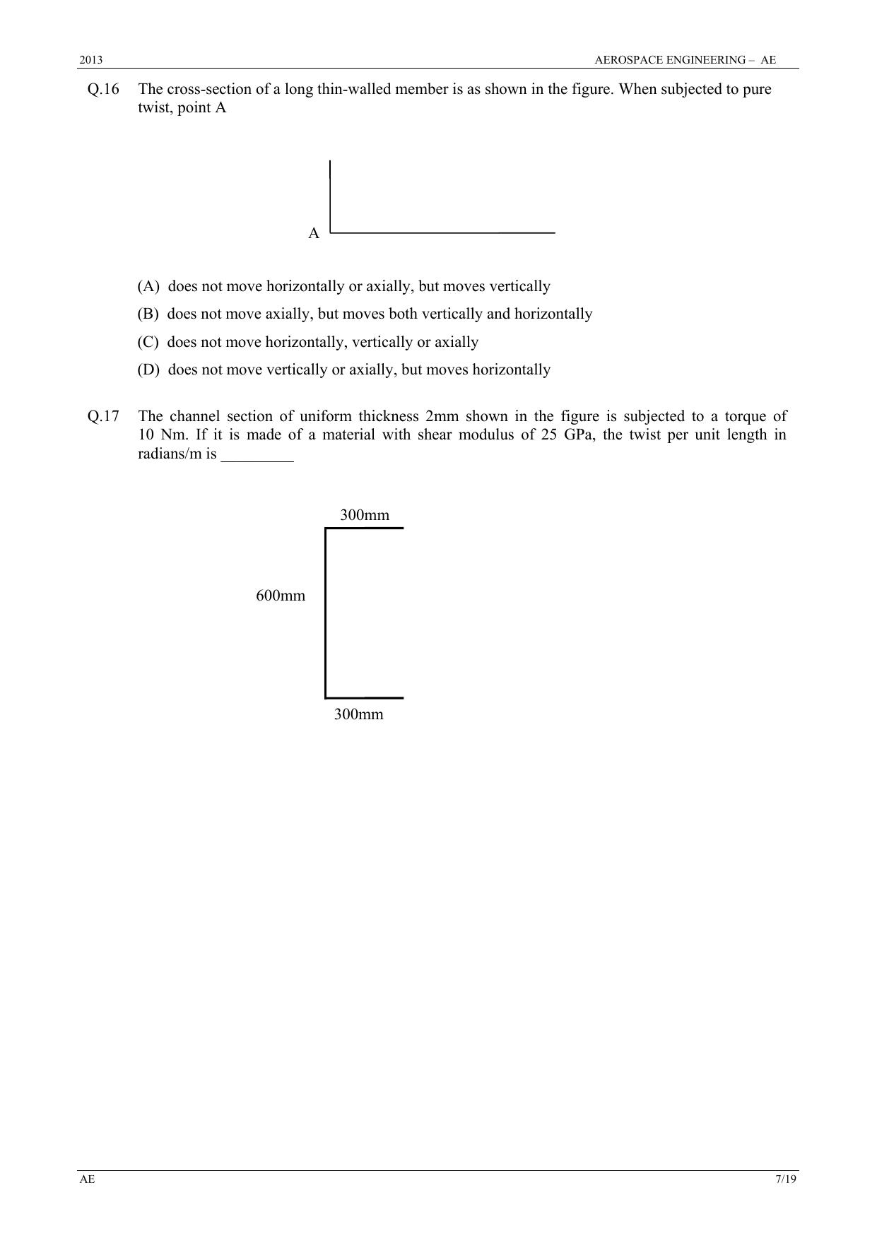 GATE 2013 Aerospace Engineering (AE) Question Paper with Answer Key - Page 7