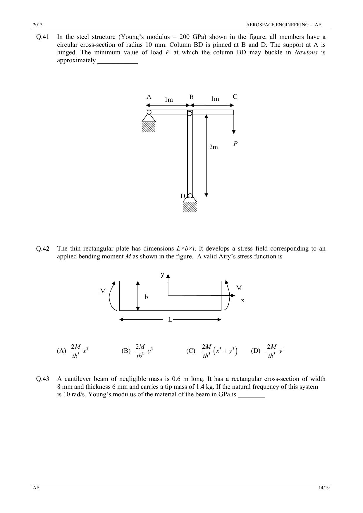 GATE 2013 Aerospace Engineering (AE) Question Paper with Answer Key - Page 14