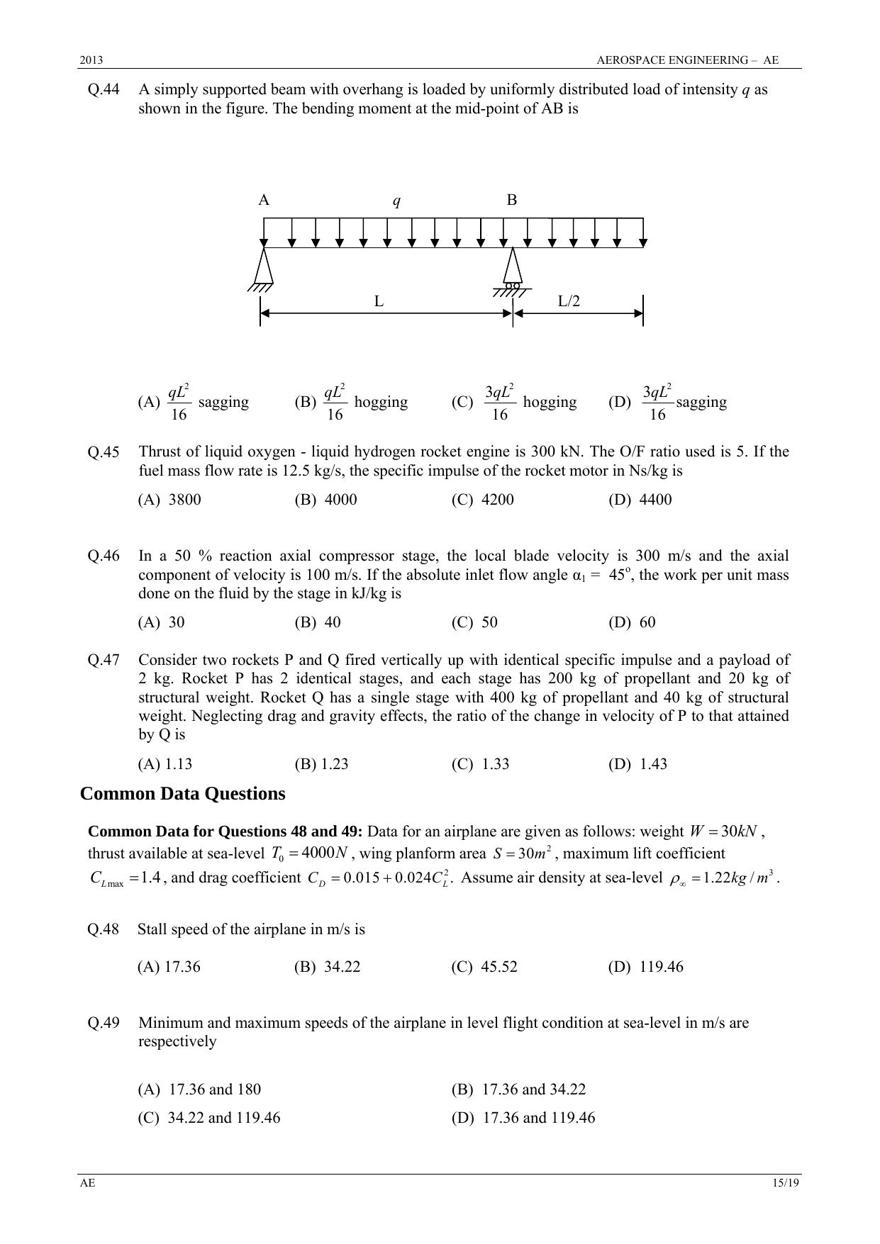 GATE 2013 Aerospace Engineering (AE) Question Paper with Answer Key - Page 15