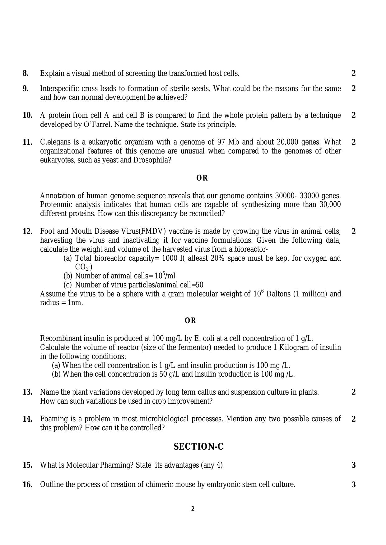 CBSE Class 12 Biotechnology-Sample Paper 2018-19 - Page 2