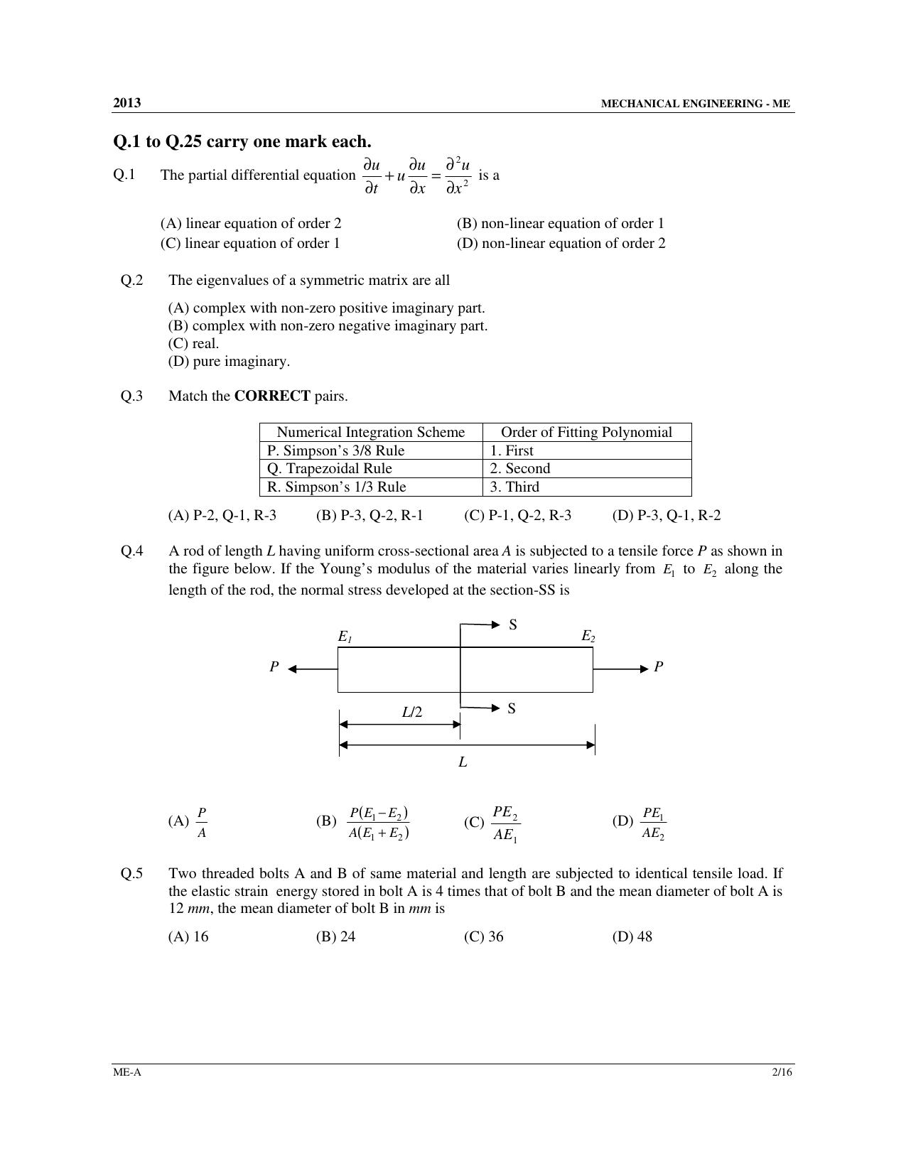 GATE 2013 Mechanical Engineering (ME) Question Paper with Answer Key - Page 3