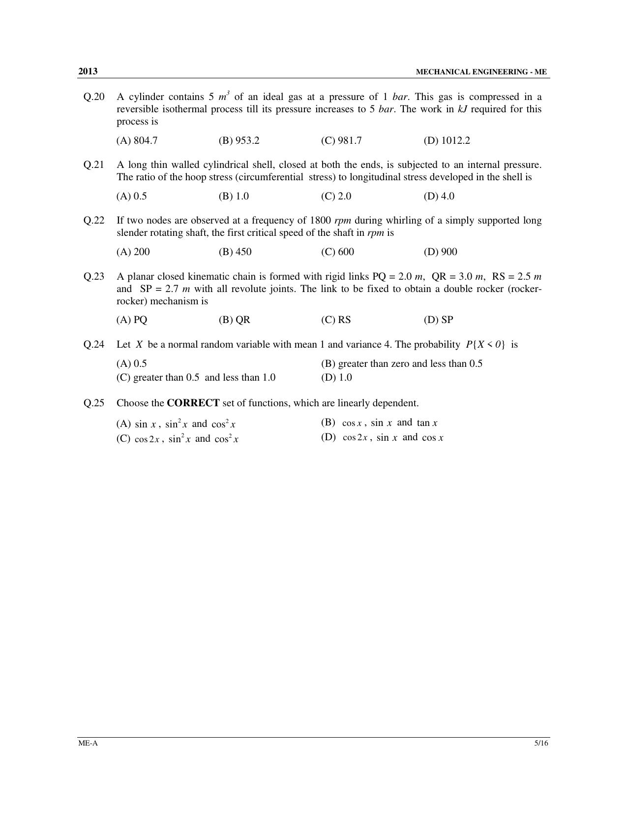 GATE 2013 Mechanical Engineering (ME) Question Paper with Answer Key - Page 6