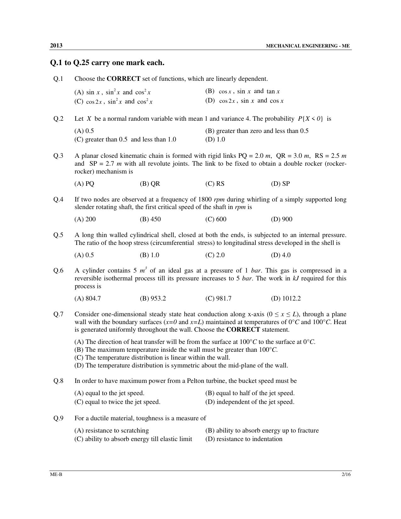 GATE 2013 Mechanical Engineering (ME) Question Paper with Answer Key - Page 17